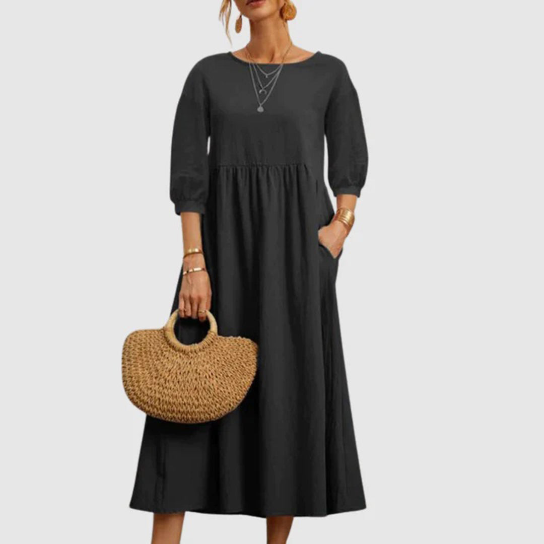 Odeletta | Casual Midi Jurk - Ademende & Comfortabele Jurk voor Dagelijks Verblijf