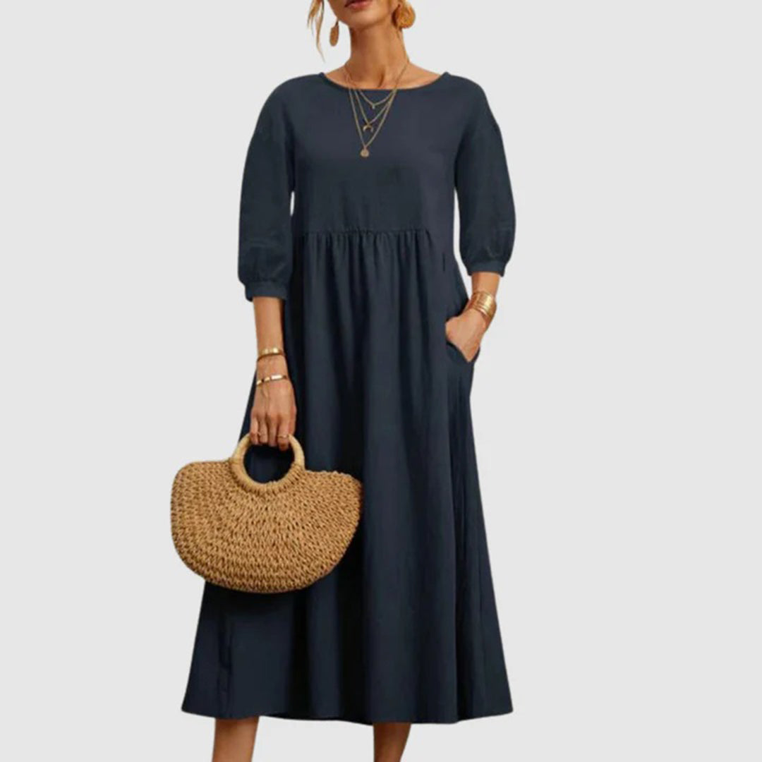 Odeletta | Casual Midi Jurk - Ademende & Comfortabele Jurk voor Dagelijks Verblijf