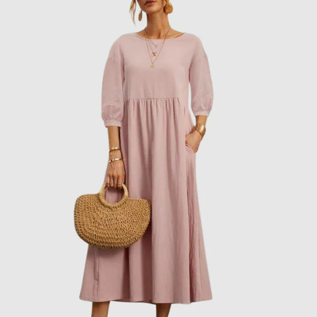 Odeletta | Casual Midi Jurk - Ademende & Comfortabele Jurk voor Dagelijks Verblijf