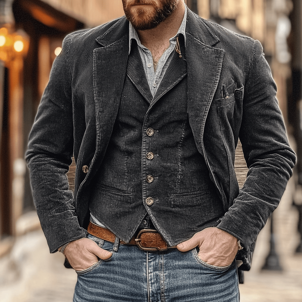 Caldenn | Heren corduroy blazer & vest set – Elegante getailleerde pasvorm, formeel & casual