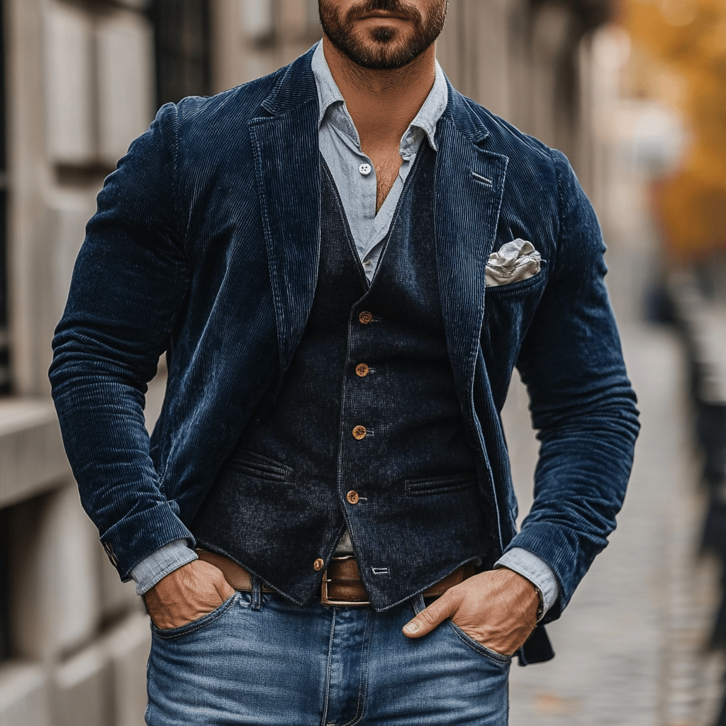 Caldenn | Heren corduroy blazer & vest set – Elegante getailleerde pasvorm, formeel & casual