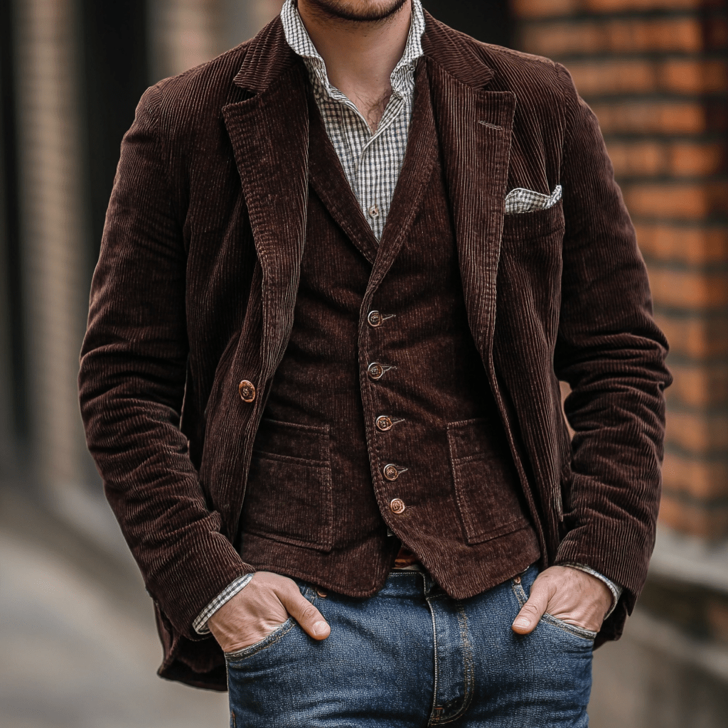 Caldenn | Heren corduroy blazer & vest set – Elegante getailleerde pasvorm, formeel & casual