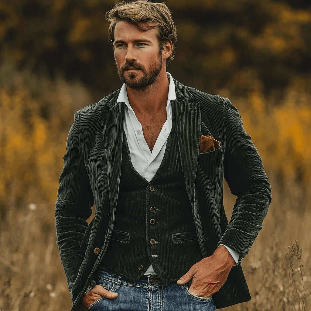 Caldenn | Heren corduroy blazer & vest set – Elegante getailleerde pasvorm, formeel & casual