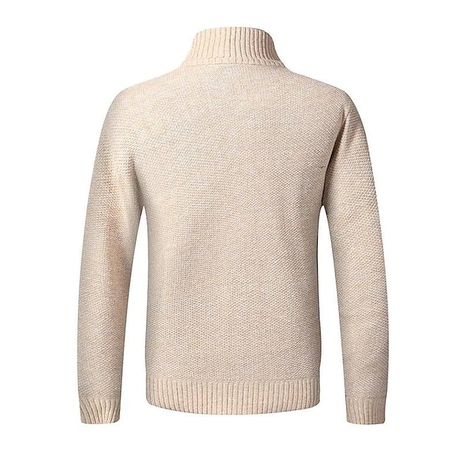 Jarnel | Gebreide heren trui met rits en hoge hals - Comfortabel, warm, casual en stijlvol breigoed
