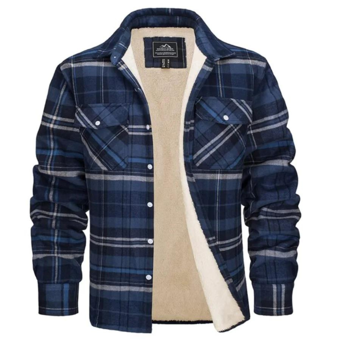 Corvin | Heren fleece gevoerd geruit overhemdjasje – Warm overhemd met lange mouwen en knopen