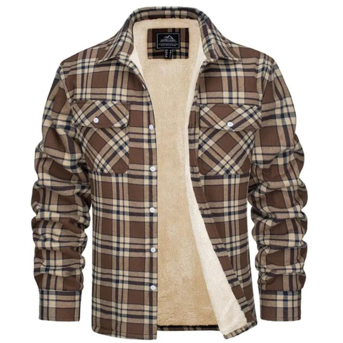 Corvin | Heren fleece gevoerd geruit overhemdjasje – Warm overhemd met lange mouwen en knopen