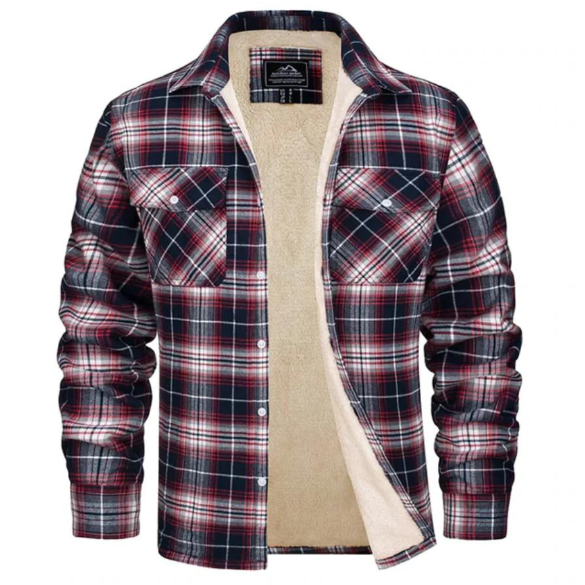 Corvin | Heren fleece gevoerd geruit overhemdjasje – Warm overhemd met lange mouwen en knopen