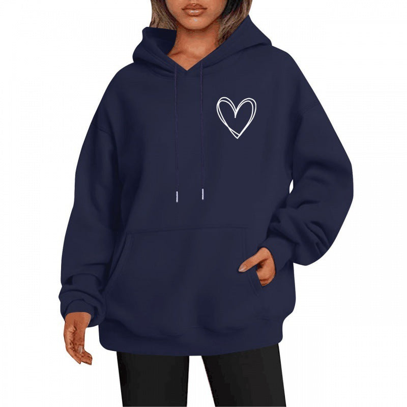 Jorina | Oversized hoodie voor dames met minimalistische hartprint, zachte katoenmix, casual loungewear