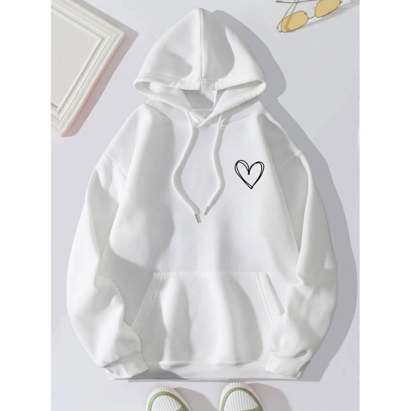 Jorina | Oversized hoodie voor dames met minimalistische hartprint, zachte katoenmix, casual loungewear