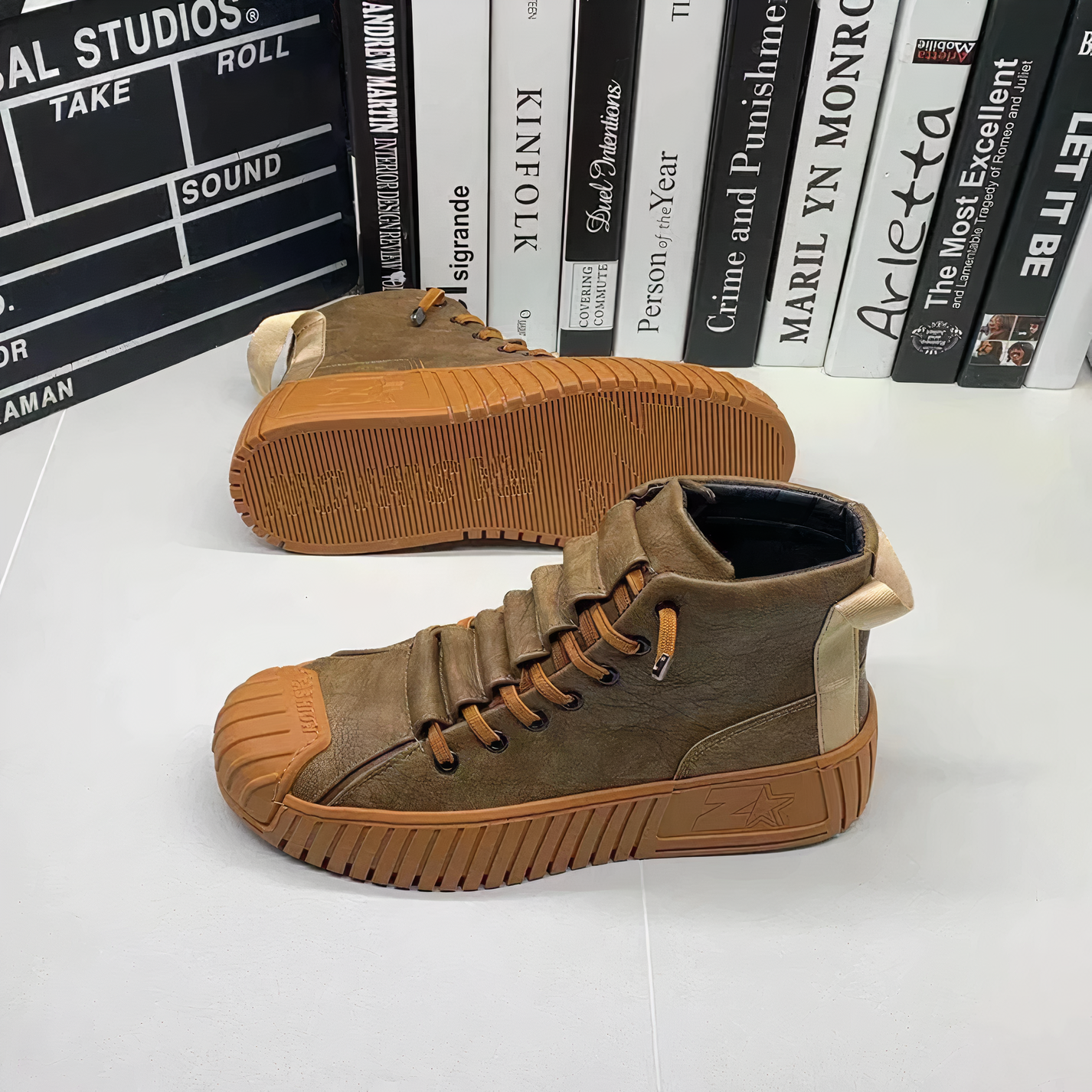 Harroway | Heren Hi-Cut Casual Leren Schoenen, Stijlvolle Verhoogde Sneakers