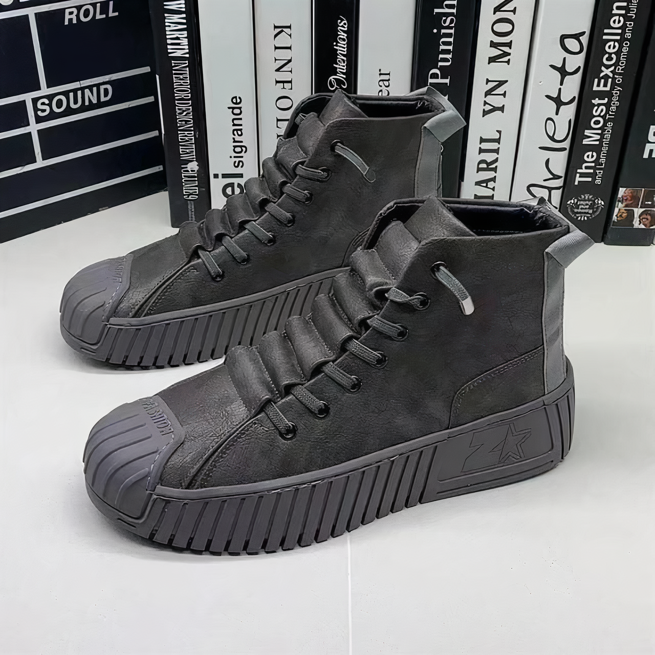 Harroway | Heren Hi-Cut Casual Leren Schoenen, Stijlvolle Verhoogde Sneakers