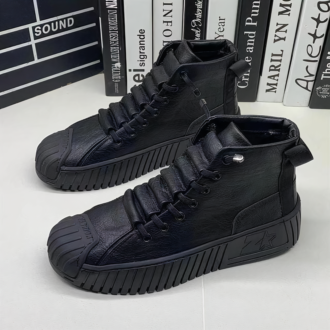 Harroway | Heren Hi-Cut Casual Leren Schoenen, Stijlvolle Verhoogde Sneakers