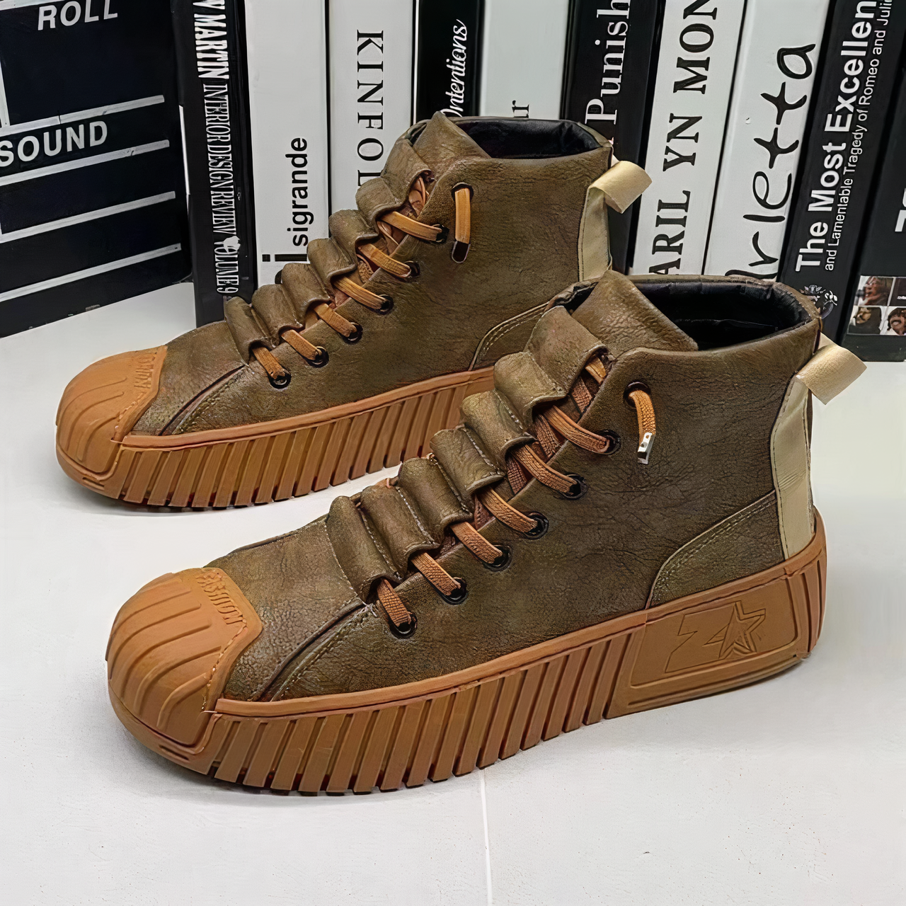 Harroway | Heren Hi-Cut Casual Leren Schoenen, Stijlvolle Verhoogde Sneakers
