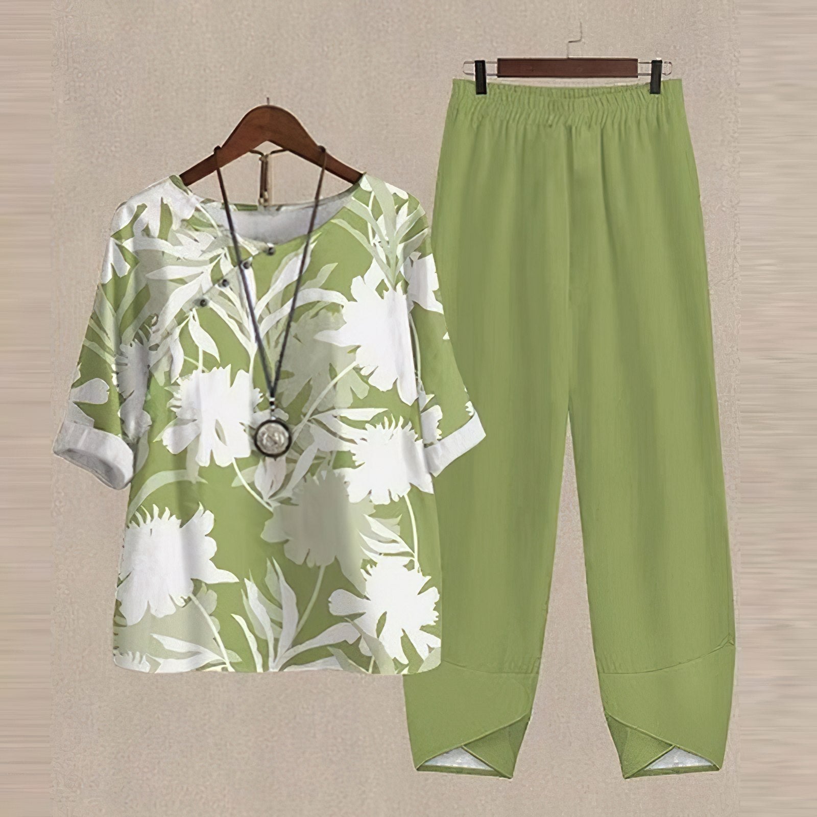 Lorina | Casual zomerse tweedelige set voor vrouwen - losse blouse & broek met wijde pijpen