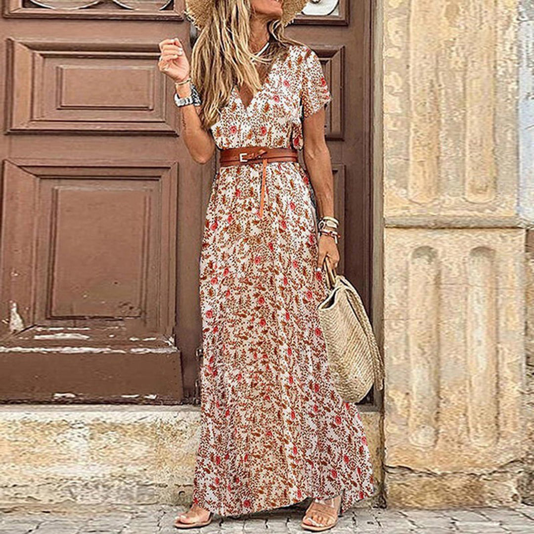 Jelena | Vrouwen Boho Paisley print Maxi jurk met split