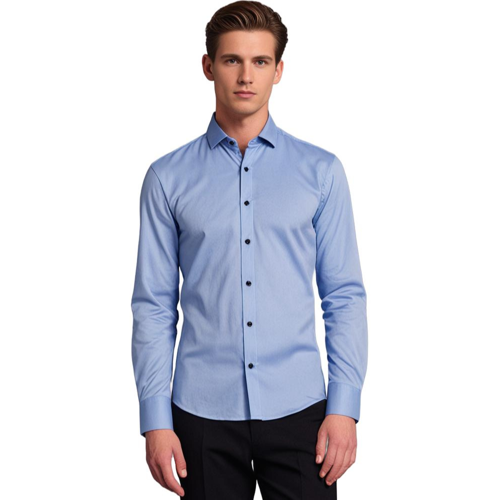 Torval | Heren stretch overhemd met lange mouwen en knopen – Slim fit, casual & kantooroverhemd