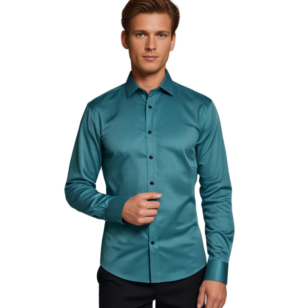 Torval | Heren stretch overhemd met lange mouwen en knopen – Slim fit, casual & kantooroverhemd