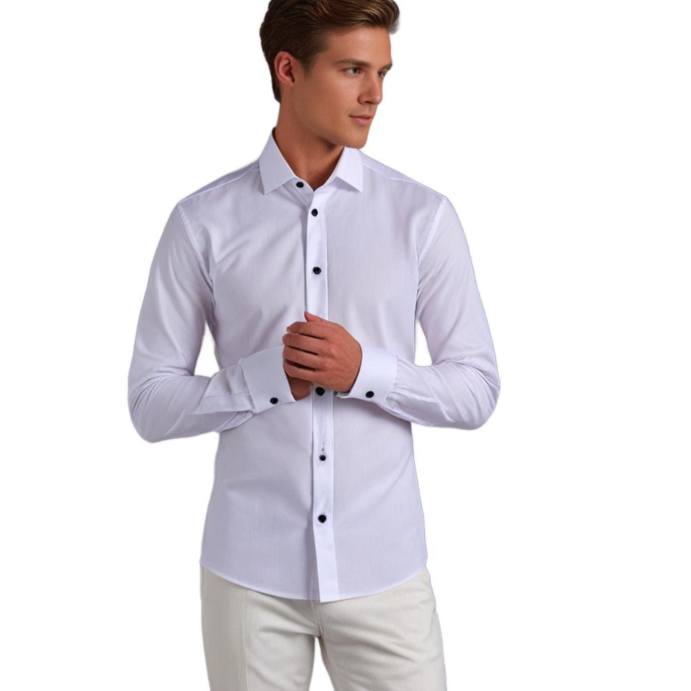 Torval | Heren stretch overhemd met lange mouwen en knopen – Slim fit, casual & kantooroverhemd