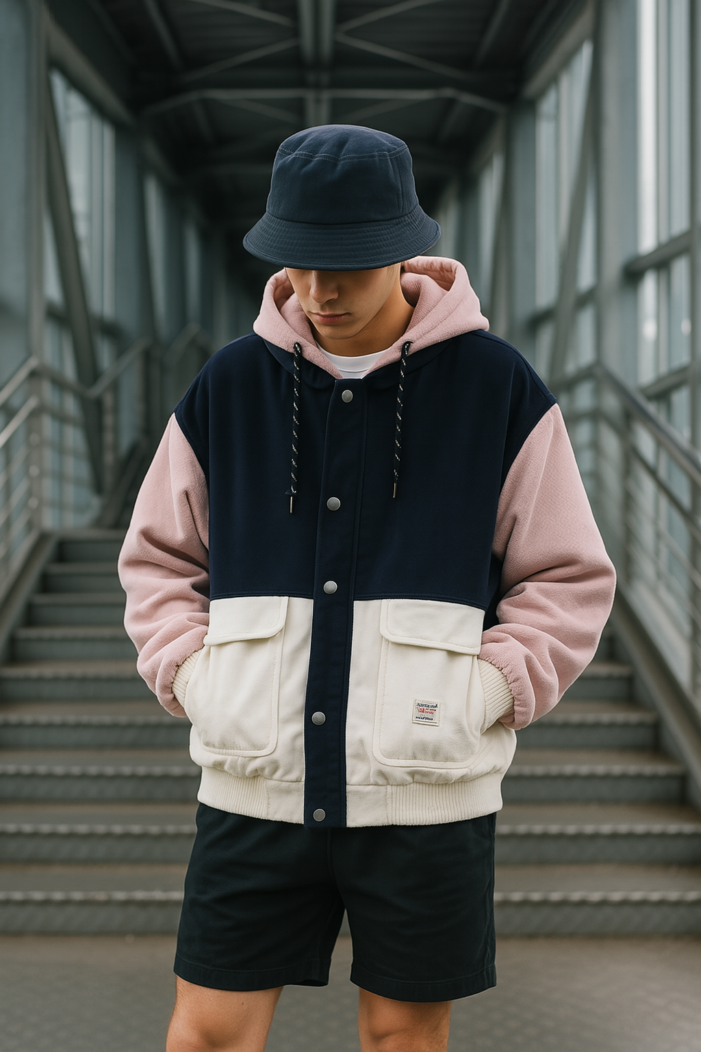 Arion | Driekleurig retro corduroy jasje – Vintage kleurblok bovenkleding