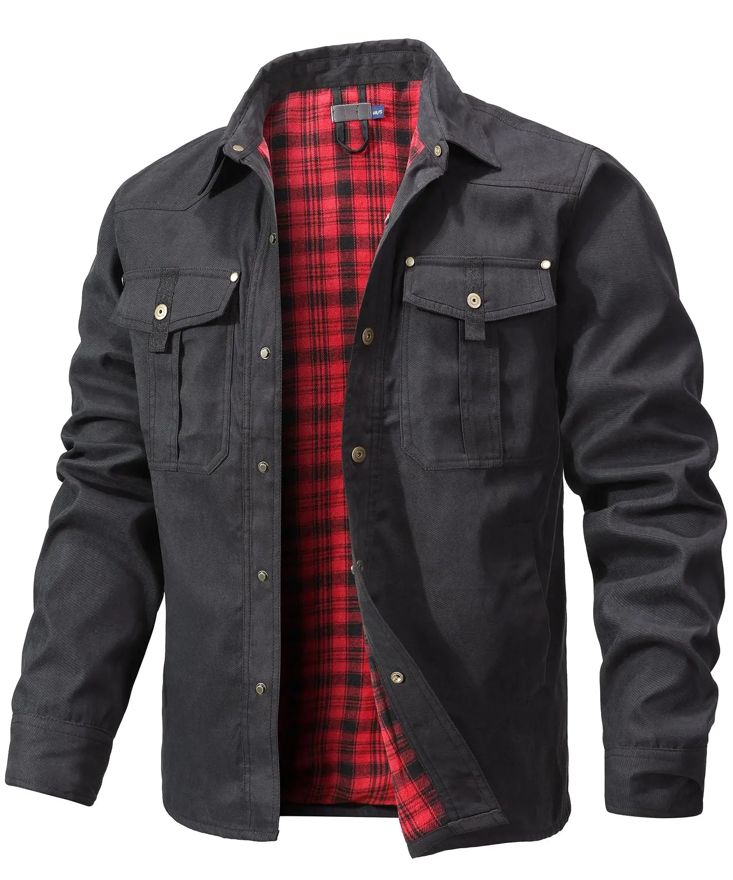 Gerhard | Heren western overshirtjas met geruite voering en klepzakken, casual werkkleding