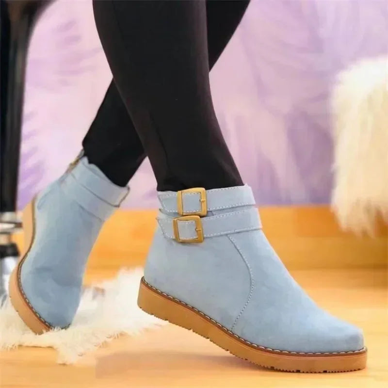 Therella | Chique orthopedische enkellaarzen, suède look, enkelgesp, comfortabel en stijlvol schoeisel