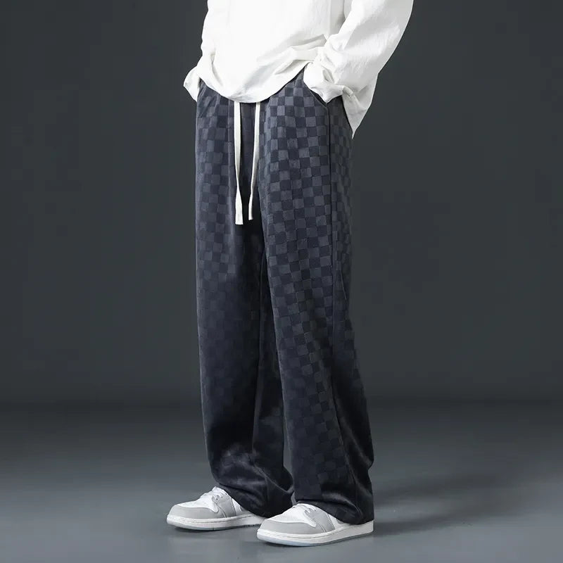 Zdenek | Corduroy joggingbroek voor heren – Ultrazachte relaxte pasvorm, geruit patroon