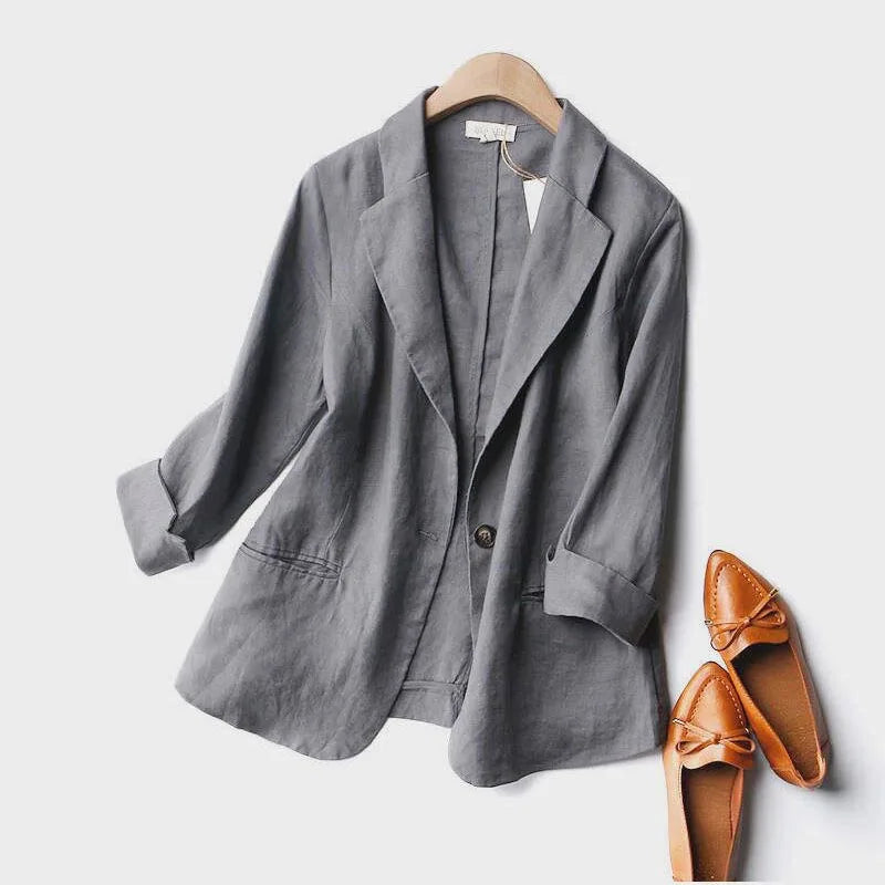 Silvia | Elegante damesblazer van linnen - Lichtgewicht jasje op maat voor werk en vrijetijdskleding