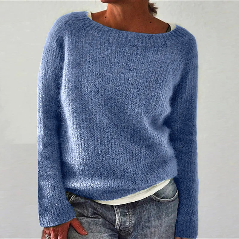 Luminita | Losvallende gebreide trui met boothals voor dames – Lichtgewicht casual pullover