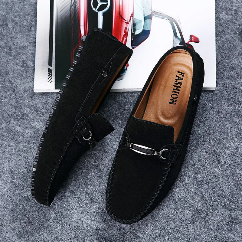 Holger | Casual Slip-On Loafers voor heren - Minimalistische geklede schoenen met metalen gesp