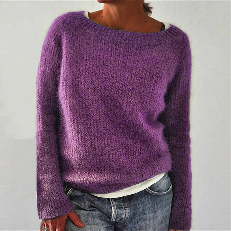 Luminita | Losvallende gebreide trui met boothals voor dames – Lichtgewicht casual pullover