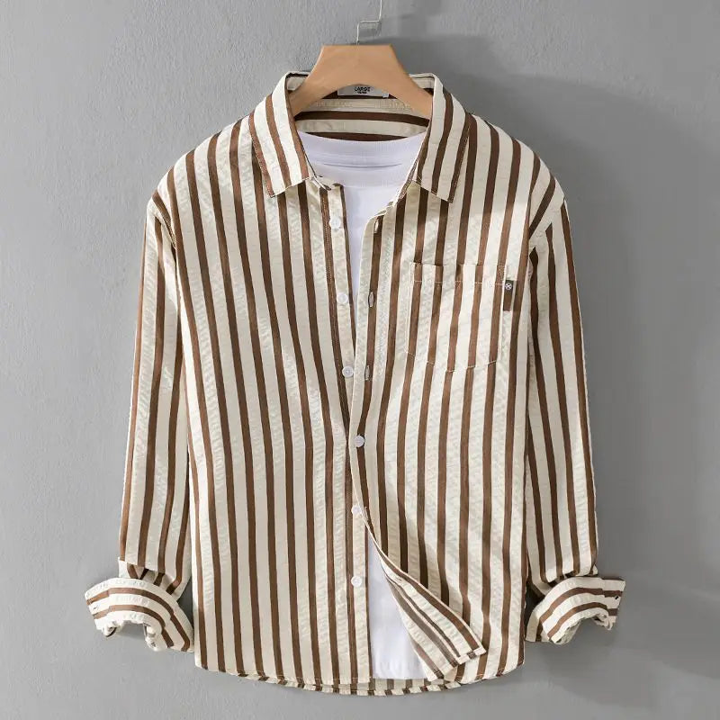 Flynn | Gestreept overhemd met knoopsluiting voor heren - Klassiek overhemd met lange mouwen, Casual & formele kleding