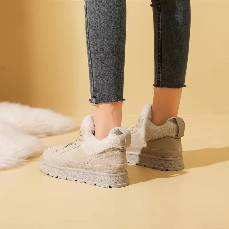 CozyKicks | Dames sneakers met voering van imitatiebont voor de winter - Warme casual schoenen met leren loo