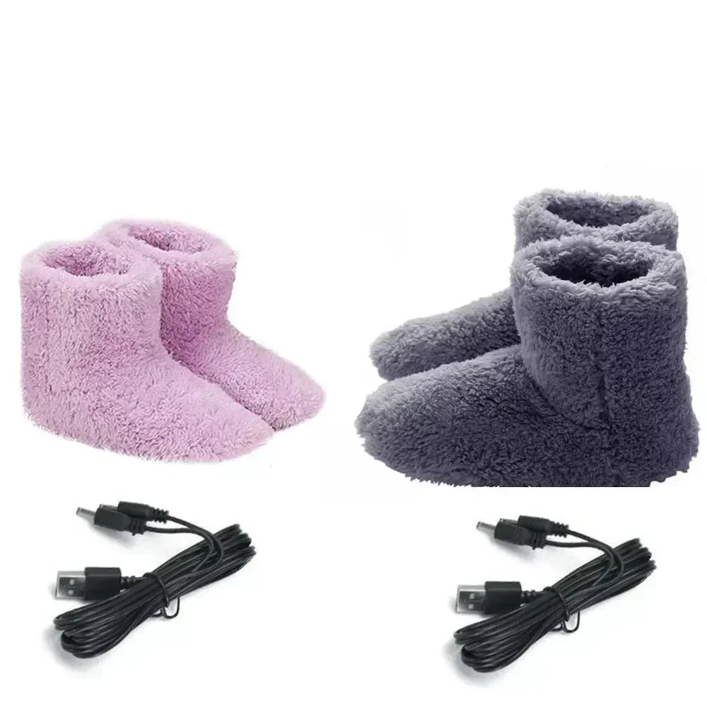 VoltSole | USB verwarmde voetverwarmende laarzen, zachte pluche voering, gezellige wintersloffen voor thuis