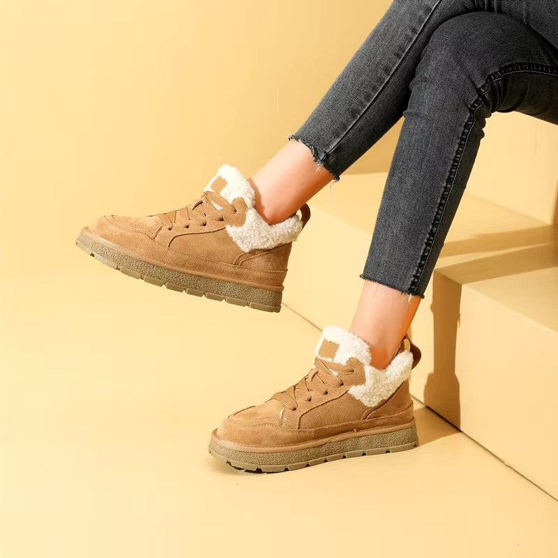 CozyKicks | Dames sneakers met voering van imitatiebont voor de winter - Warme casual schoenen met leren loo