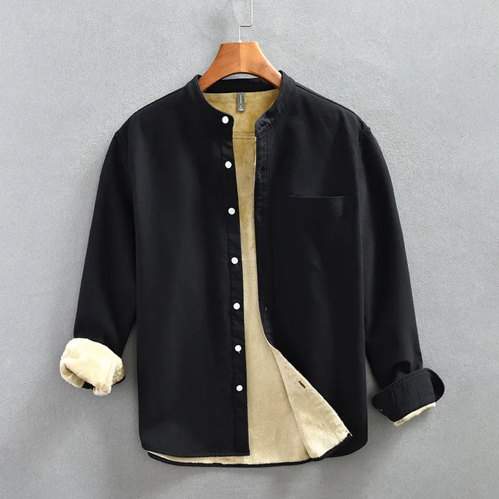 Walther | Warm fleece gevoerd overhemd voor heren – Lange mouwen, 100% katoen
