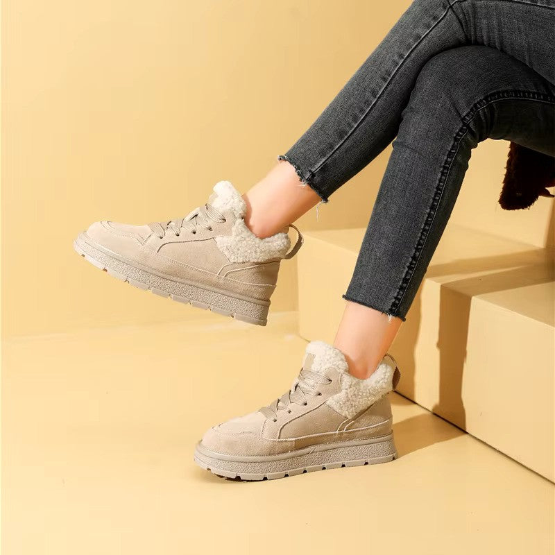 CozyKicks | Dames sneakers met voering van imitatiebont voor de winter - Warme casual schoenen met leren loo