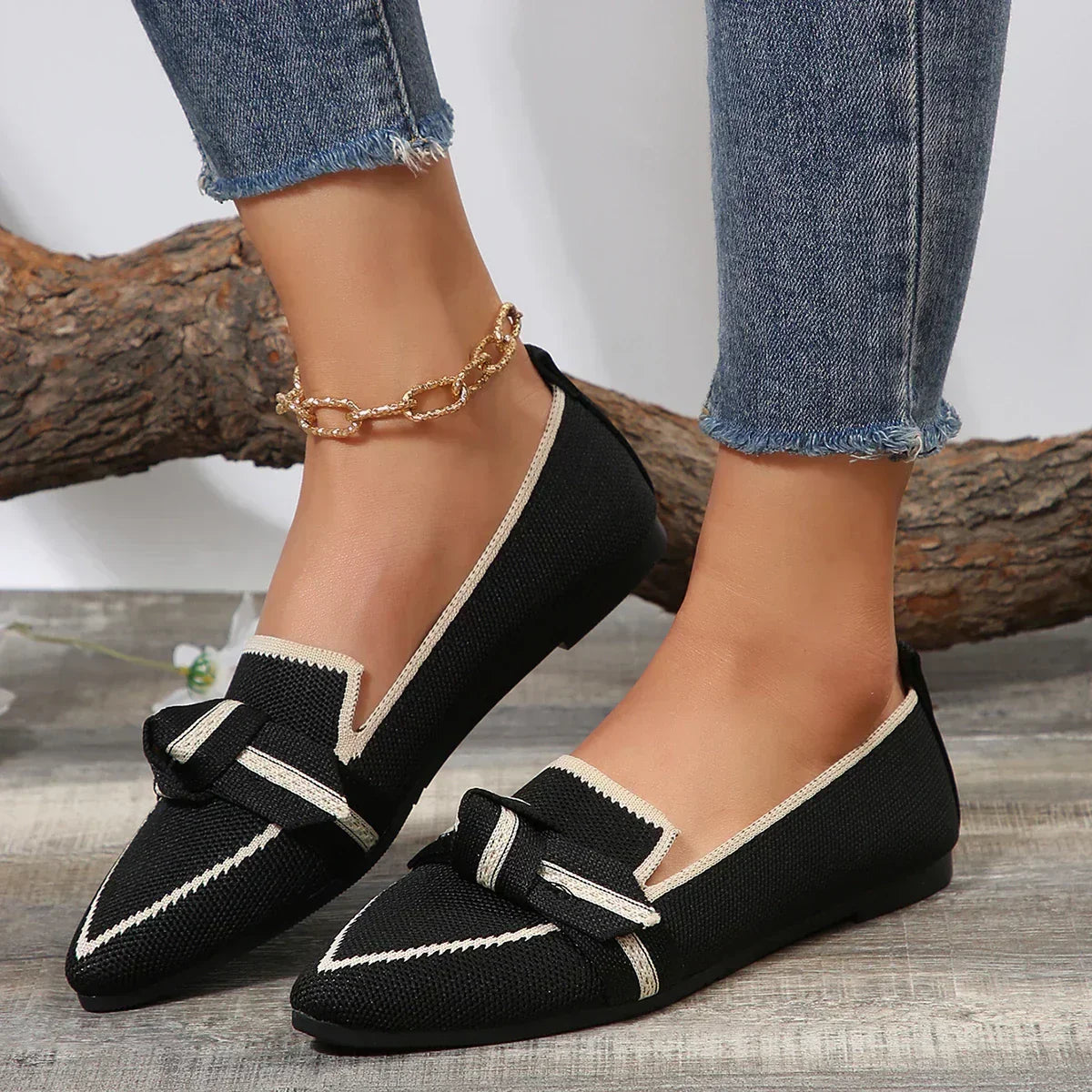 Brelle | Damesflats met spitse tenen - gedempte, ademende slip-on schoenen