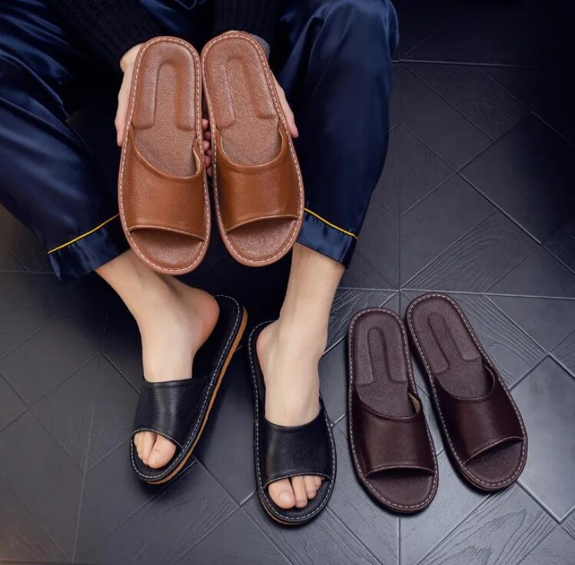 Velni | Unisex Leren Slippers - Comfortabele Leren Sandalen voor Mannen & Vrouwen