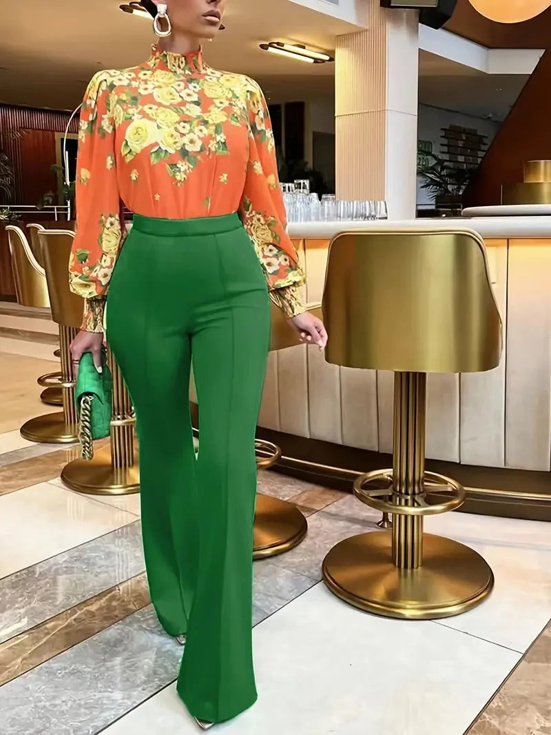 Lirienne |  Slim Fit flared broek voor dames - veelzijdige broek met hoge taille