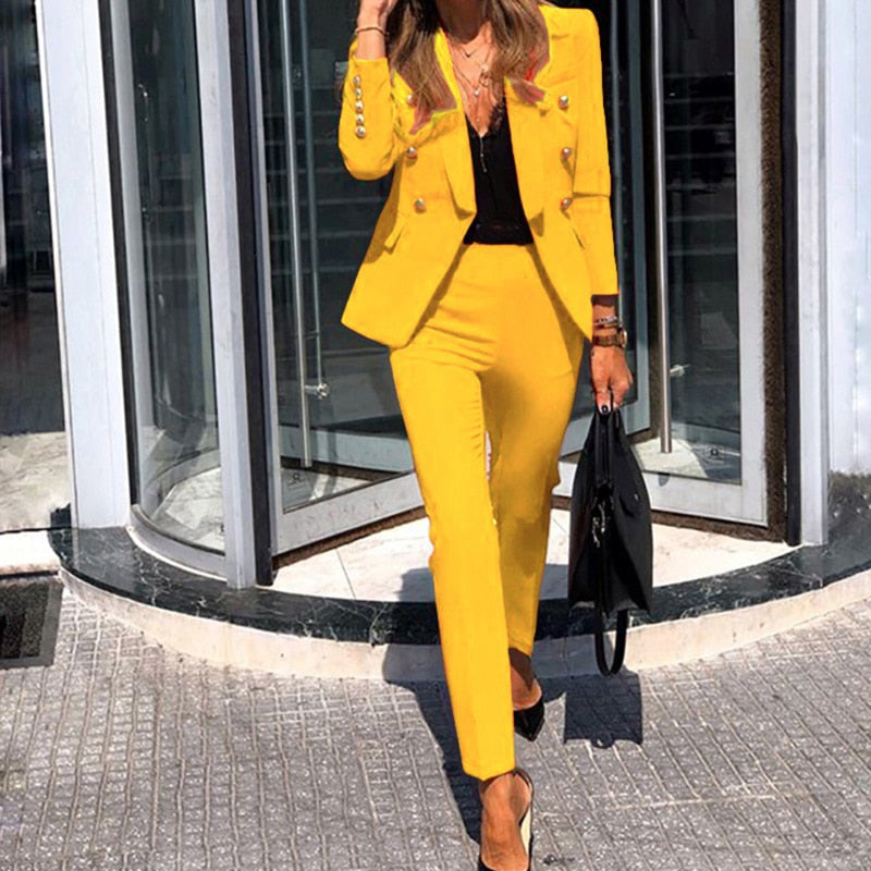 Clarissea | Elegante blazer en broek voor dames – 2-delig zakelijk pak, chique outfit voor op kantoor en formele gelegenheden