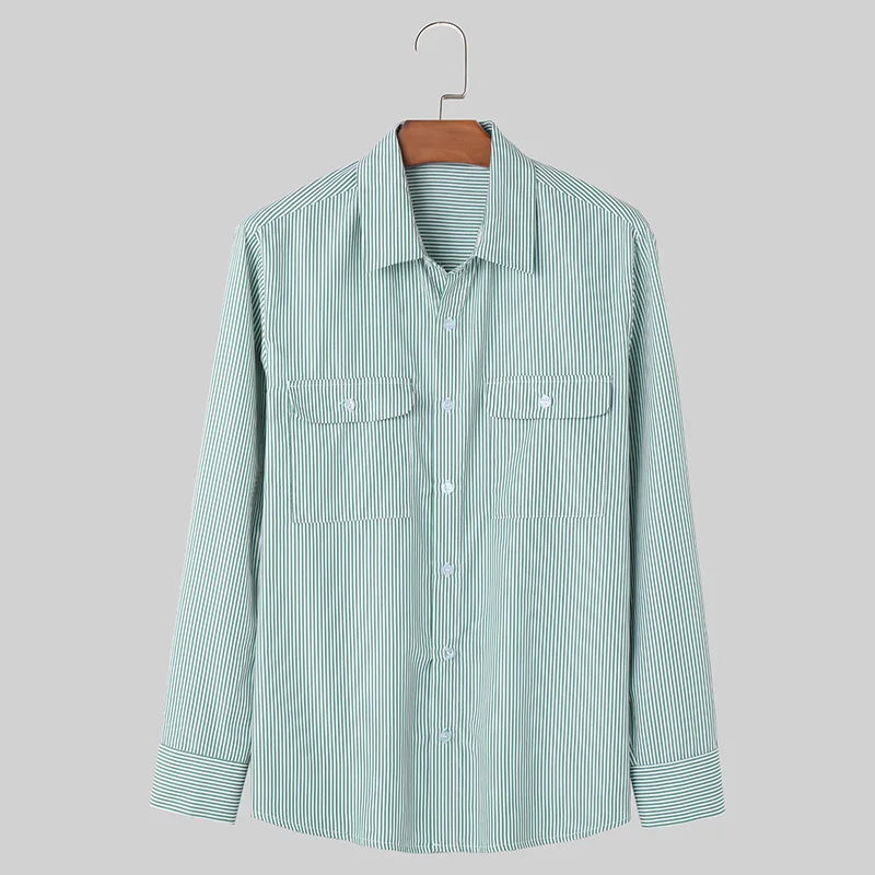 Carvin | Oversized herenoverhemd met krijtstreep – Casual en formeel overhemd met lange mouwen