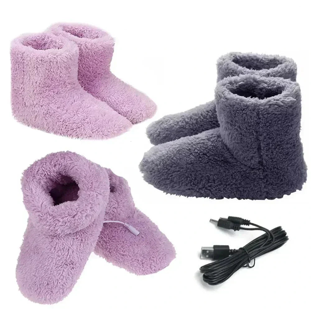 VoltSole | USB verwarmde voetverwarmende laarzen, zachte pluche voering, gezellige wintersloffen voor thuis