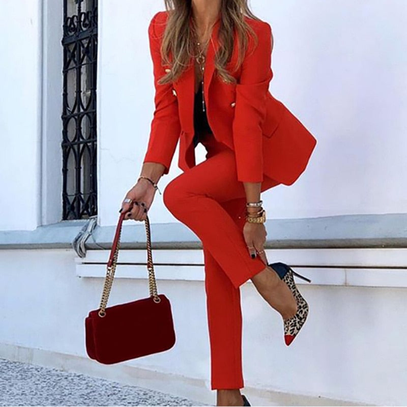 Clarissea | Elegante blazer en broek voor dames – 2-delig zakelijk pak, chique outfit voor op kantoor en formele gelegenheden