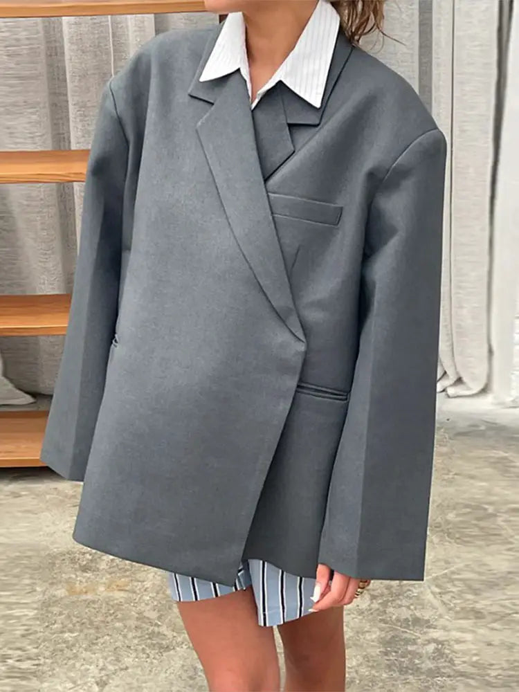 Prescilla | Damesblazer - Relaxed Fit, Lang gesneden, Kap met inkeping, Elegante streetwearstijl