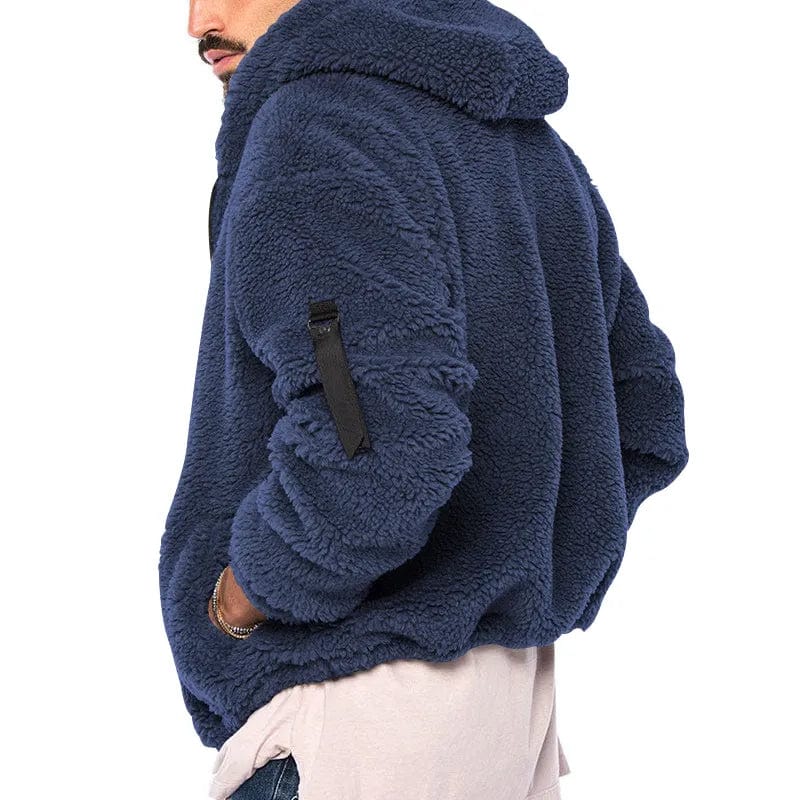 Asheron | Teddy fleece jas voor heren met capuchon – Warme, zachte, casual winterjas