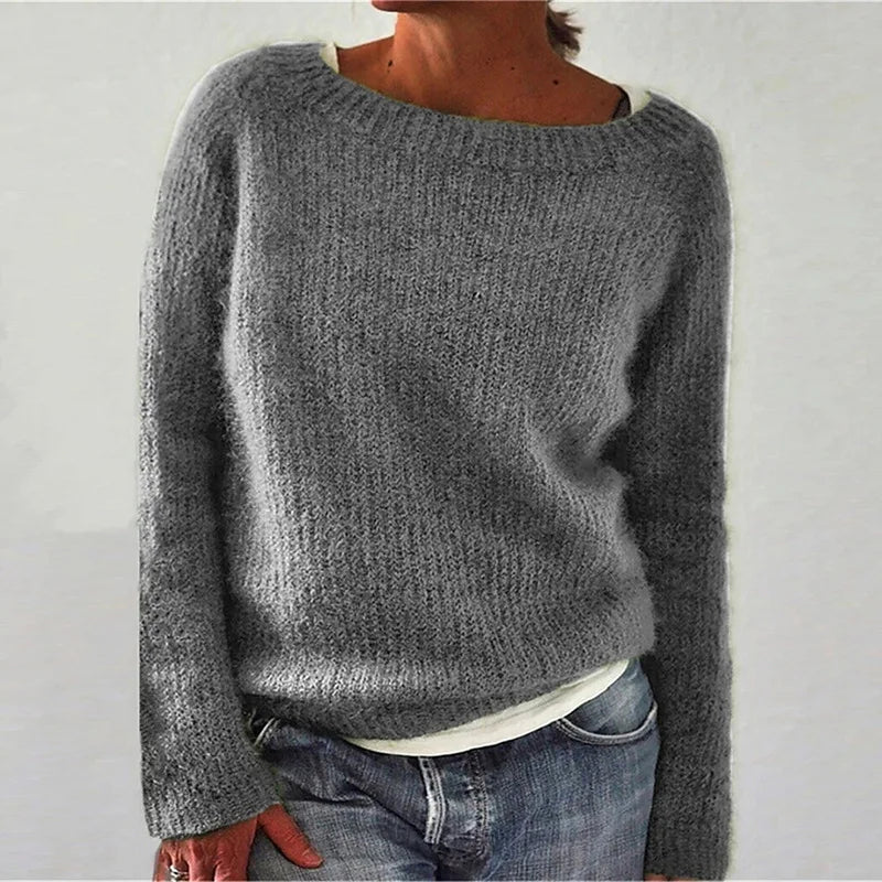 Luminita | Losvallende gebreide trui met boothals voor dames – Lichtgewicht casual pullover