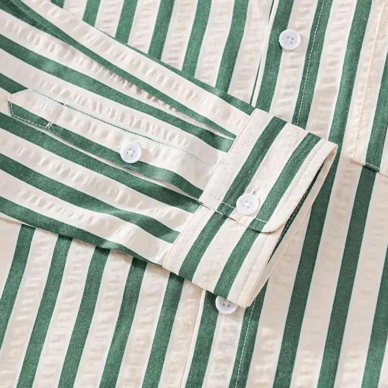 Flynn | Gestreept overhemd met knoopsluiting voor heren - Klassiek overhemd met lange mouwen, Casual & formele kleding