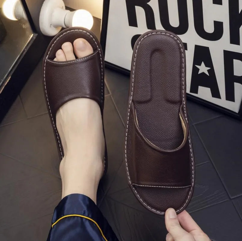 Velni | Unisex Leren Slippers - Comfortabele Leren Sandalen voor Mannen & Vrouwen