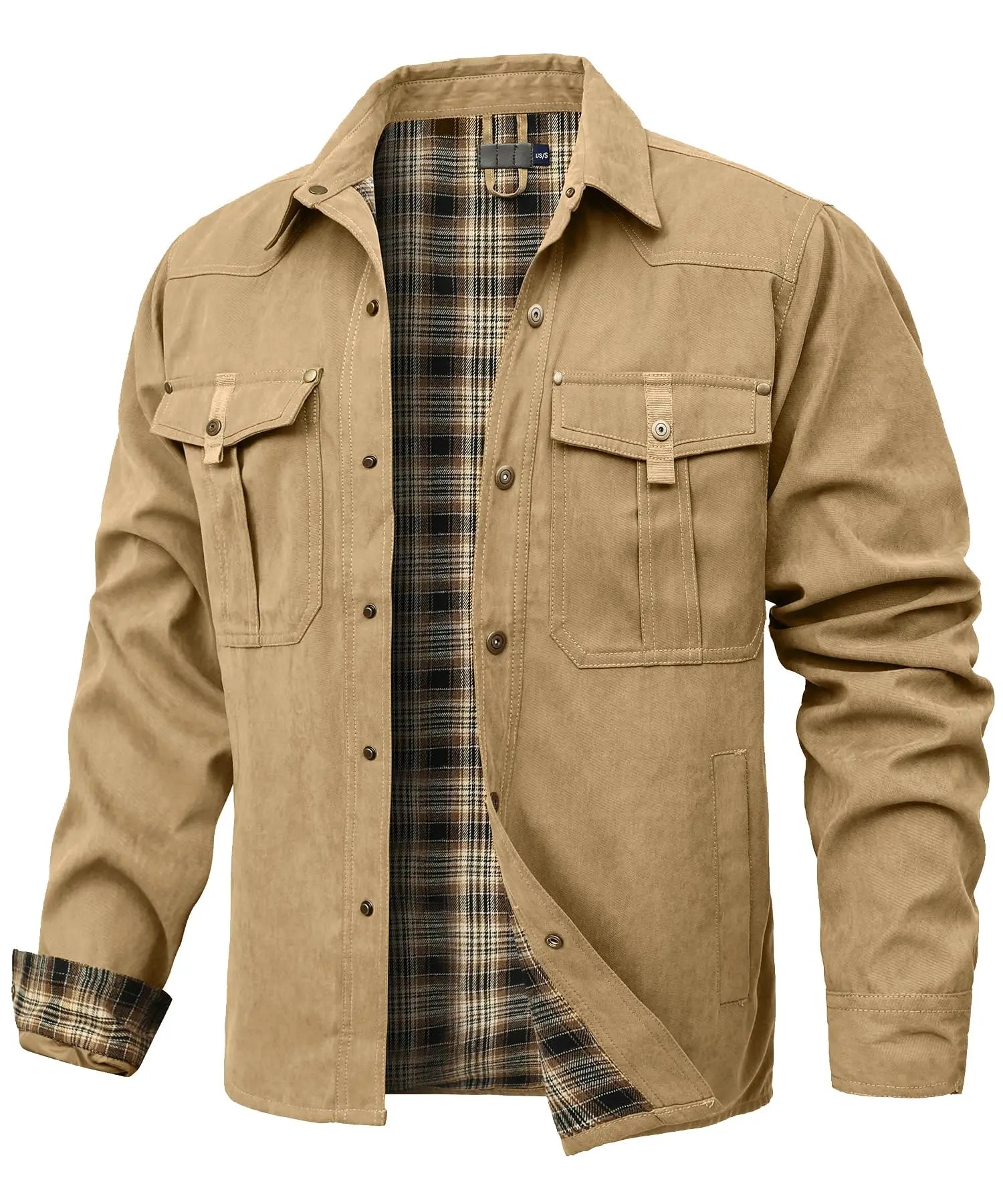 Gerhard | Heren western overshirtjas met geruite voering en klepzakken, casual werkkleding