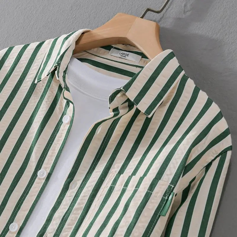 Flynn | Gestreept overhemd met knoopsluiting voor heren - Klassiek overhemd met lange mouwen, Casual & formele kleding